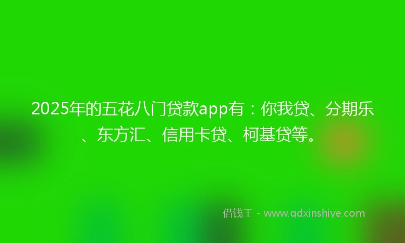 2025年的五花八门贷款app有：你我贷、分期乐、东方汇、信用卡贷、柯基贷等。