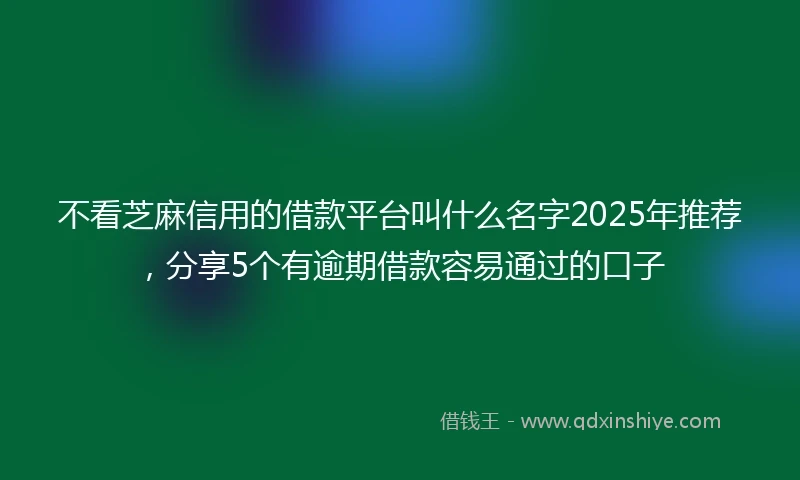 不看芝麻信用的借款平台叫什么名字2025年推荐，分享5个有逾期借款容易通过的口子