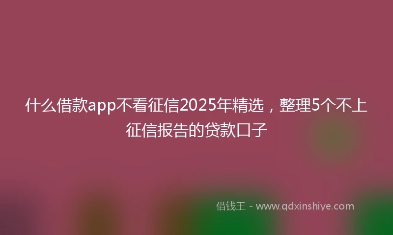 什么借款app不看征信2025年精选，整理5个不上征信报告的贷款口子