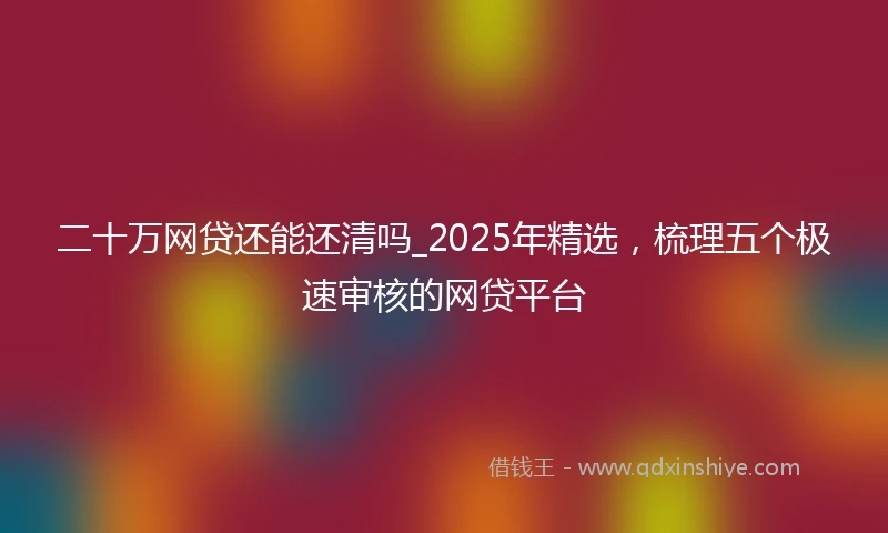 二十万网贷还能还清吗_2025年精选，梳理五个极速审核的网贷平台