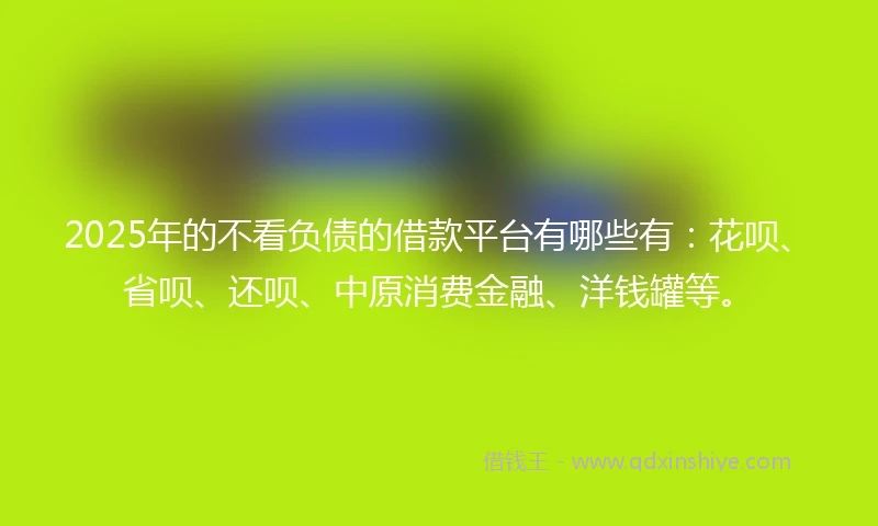 2025年的不看负债的借款平台有哪些有：花呗、省呗、还呗、中原消费金融、洋钱罐等。