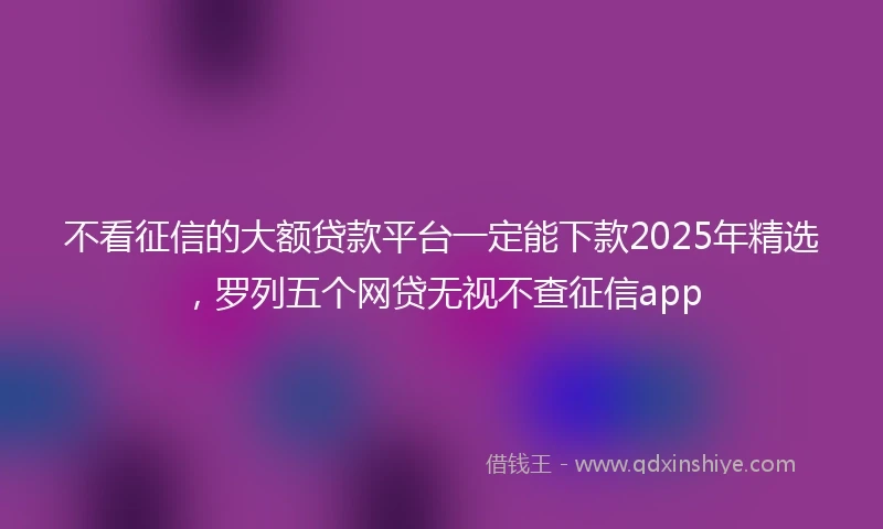 不看征信的大额贷款平台一定能下款2025年精选，罗列五个网贷无视不查征信app
