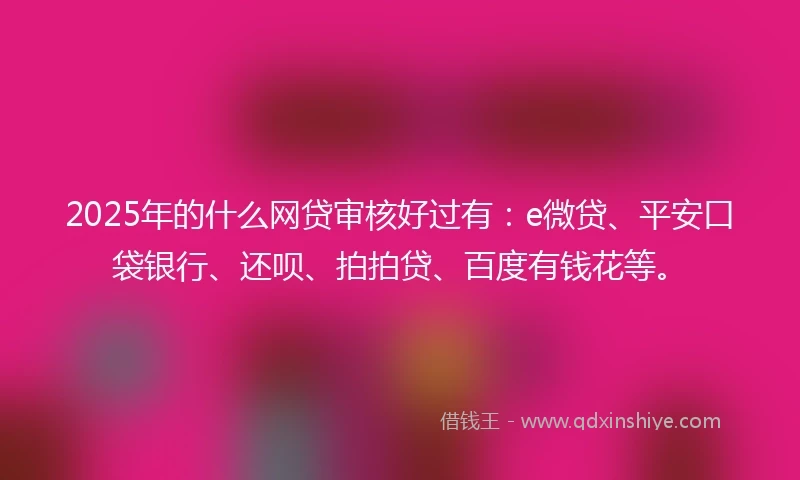 2025年的什么网贷审核好过有：e微贷、平安口袋银行、还呗、拍拍贷、百度有钱花等。