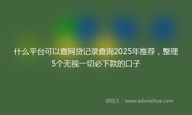 什么平台可以查网贷记录查询2025年推荐，整理5个无视一切必下款的口子