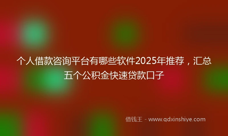 个人借款咨询平台有哪些软件2025年推荐，汇总五个公积金快速贷款口子