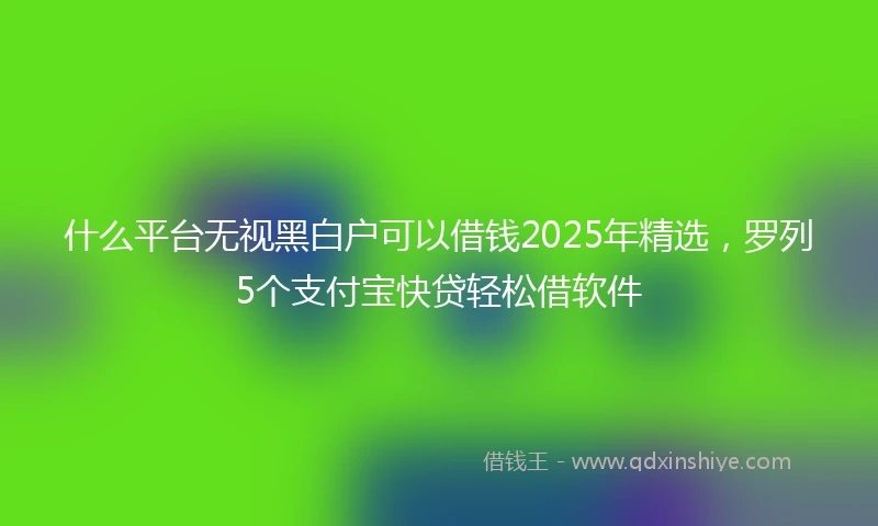 什么平台无视黑白户可以借钱2025年精选，罗列5个支付宝快贷轻松借软件
