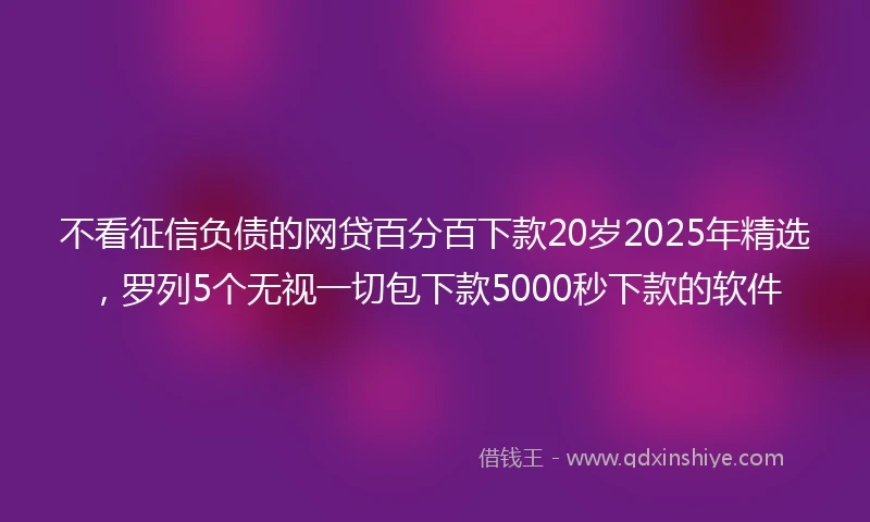 不看征信负债的网贷百分百下款20岁2025年精选，罗列5个无视一切包下款5000秒下款的软件