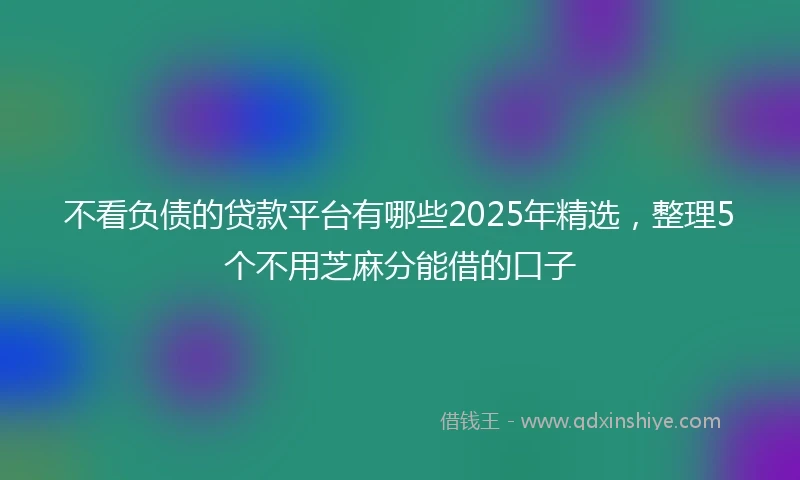 不看负债的贷款平台有哪些2025年精选，整理5个不用芝麻分能借的口子