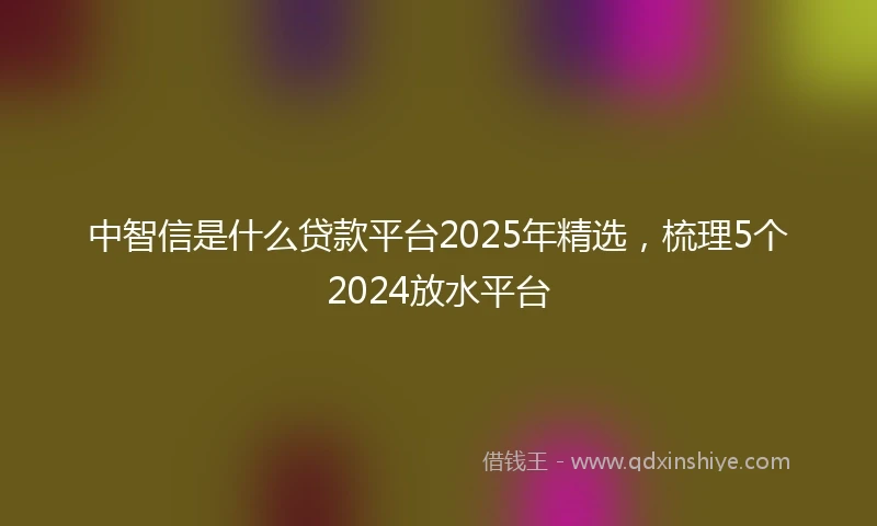 中智信是什么贷款平台2025年精选，梳理5个2024放水平台