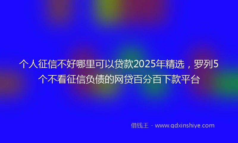 个人征信不好哪里可以贷款2025年精选，罗列5个不看征信负债的网贷百分百下款平台
