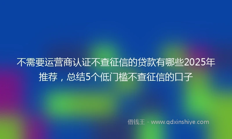 不需要运营商认证不查征信的贷款有哪些2025年推荐，总结5个低门槛不查征信的口子