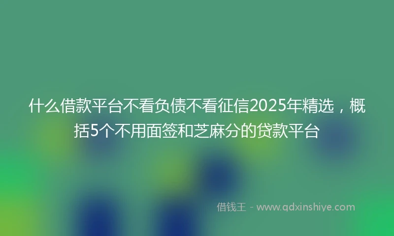 什么借款平台不看负债不看征信2025年精选，概括5个不用面签和芝麻分的贷款平台