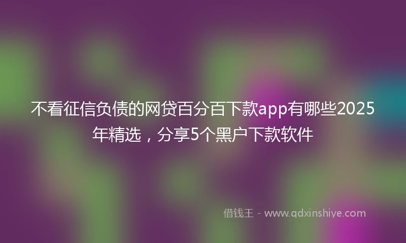 不看征信负债的网贷百分百下款app有哪些2025年精选，分享5个黑户下款软件