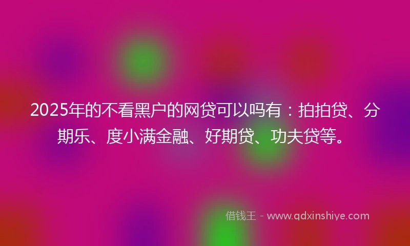 2025年的不看黑户的网贷可以吗有：拍拍贷、分期乐、度小满金融、好期贷、功夫贷等。
