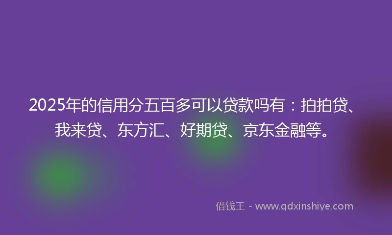 2025年的信用分五百多可以贷款吗有：拍拍贷、我来贷、东方汇、好期贷、京东金融等。