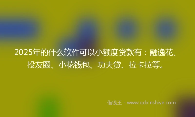 2025年的什么软件可以小额度贷款有：融逸花、投友圈、小花钱包、功夫贷、拉卡拉等。