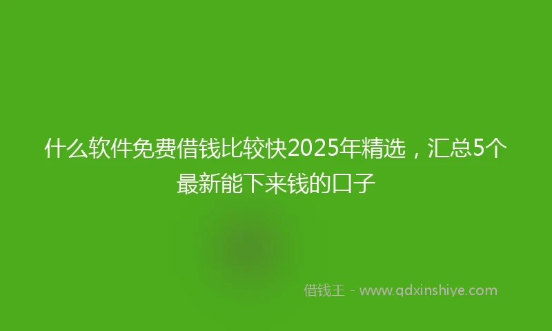 什么软件免费借钱比较快2025年精选，汇总5个最新能下来钱的口子