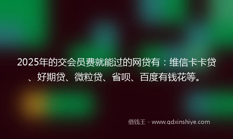 2025年的交会员费就能过的网贷有：维信卡卡贷、好期贷、微粒贷、省呗、百度有钱花等。