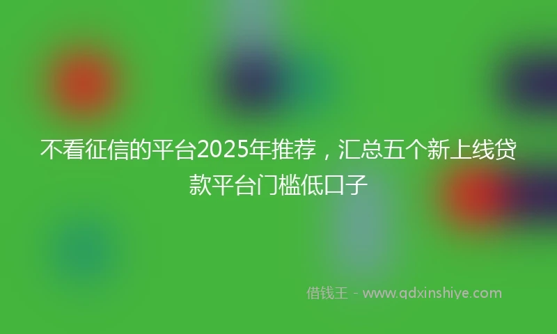 不看征信的平台2025年推荐，汇总五个新上线贷款平台门槛低口子