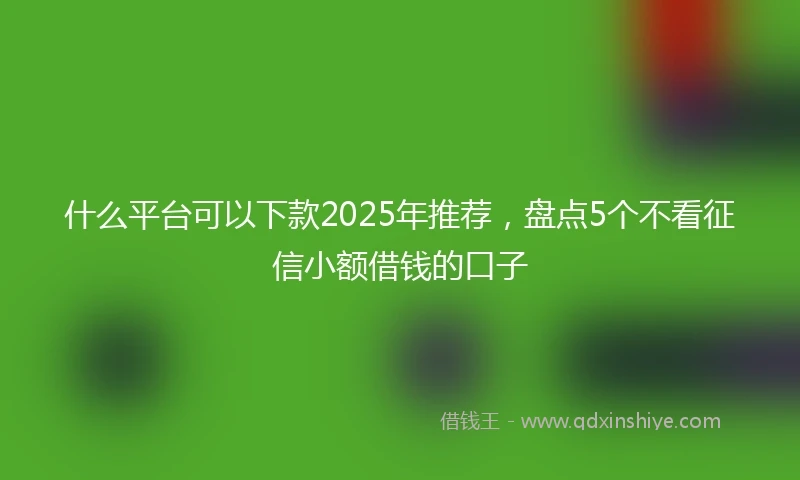 什么平台可以下款2025年推荐，盘点5个不看征信小额借钱的口子
