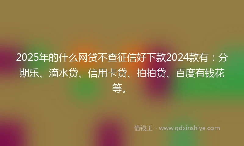 2025年的什么网贷不查征信好下款2024款有：分期乐、滴水贷、信用卡贷、拍拍贷、百度有钱花等。