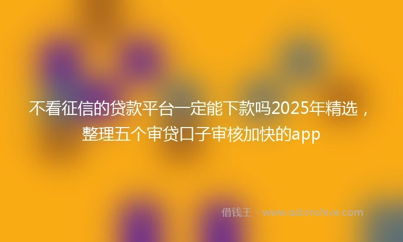 不看征信的贷款平台一定能下款吗2025年精选，整理五个审贷口子审核加快的app