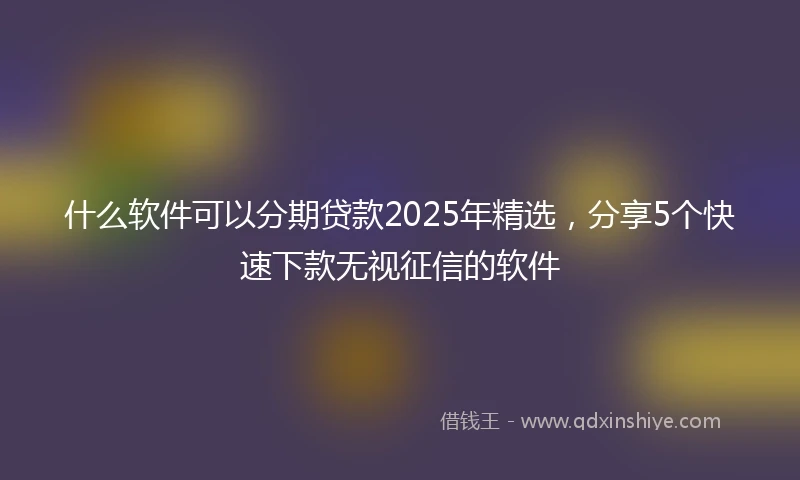 什么软件可以分期贷款2025年精选，分享5个快速下款无视征信的软件