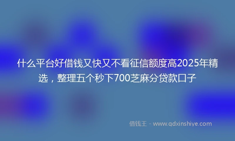 什么平台好借钱又快又不看征信额度高2025年精选，整理五个秒下700芝麻分贷款口子