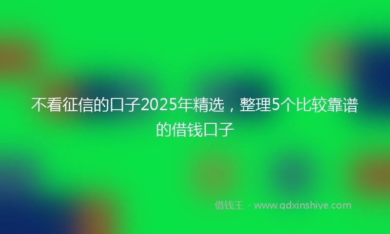 不看征信的口子2025年精选，整理5个比较靠谱的借钱口子