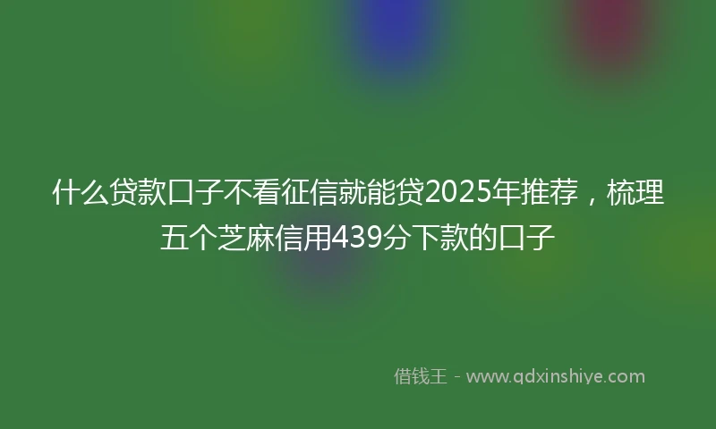 什么贷款口子不看征信就能贷2025年推荐，梳理五个芝麻信用439分下款的口子