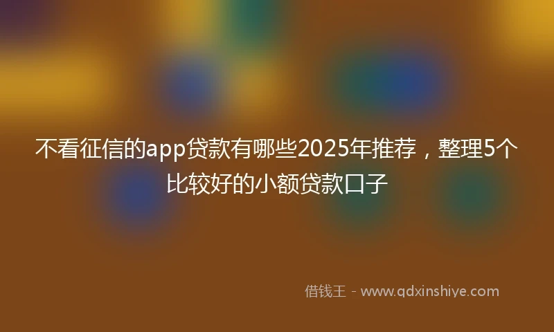 不看征信的app贷款有哪些2025年推荐，整理5个比较好的小额贷款口子
