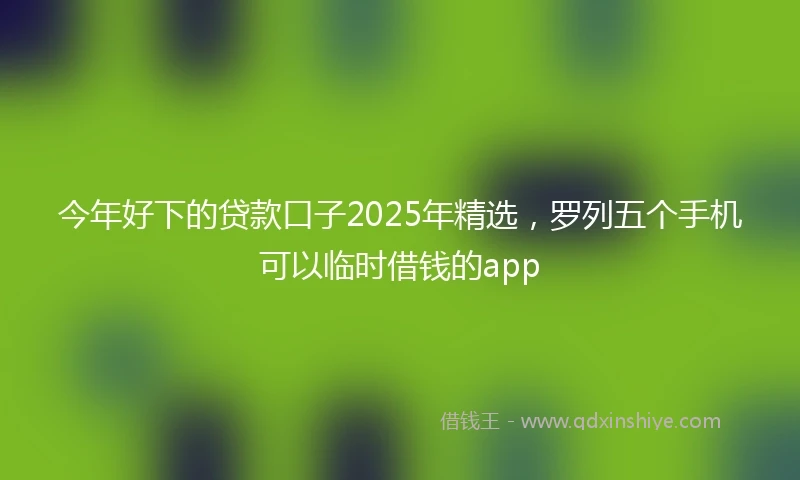 今年好下的贷款口子2025年精选，罗列五个手机可以临时借钱的app