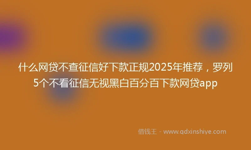 什么网贷不查征信好下款正规2025年推荐，罗列5个不看征信无视黑白百分百下款网贷app