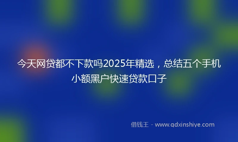今天网贷都不下款吗2025年精选，总结五个手机小额黑户快速贷款口子