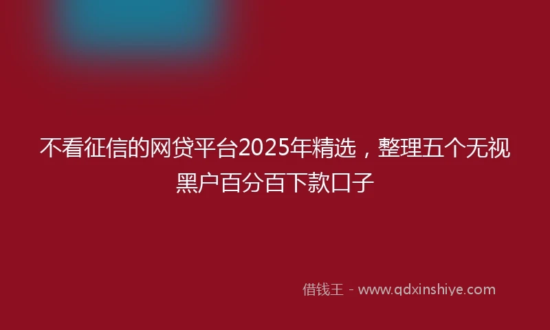 不看征信的网贷平台2025年精选,整理五个无视黑户百分百下款口子