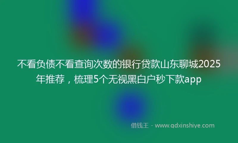 不看负债不看查询次数的银行贷款山东聊城2025年推荐，梳理5个无视黑白户秒下款app