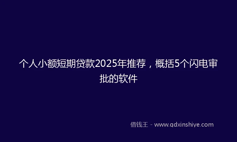 个人小额短期贷款2025年推荐，概括5个闪电审批的软件