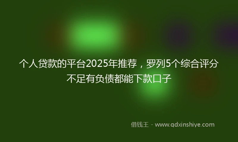 个人贷款的平台2025年推荐，罗列5个综合评分不足有负债都能下款口子