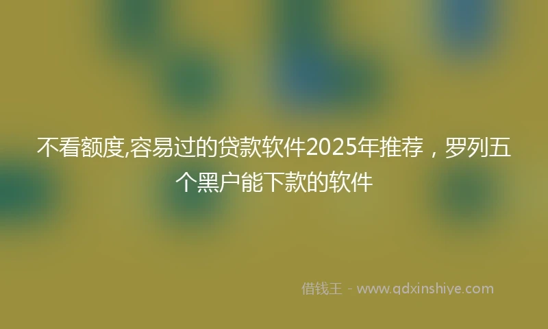 不看额度,容易过的贷款软件2025年推荐，罗列五个黑户能下款的软件