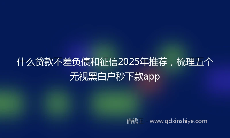 什么贷款不差负债和征信2025年推荐，梳理五个无视黑白户秒下款app