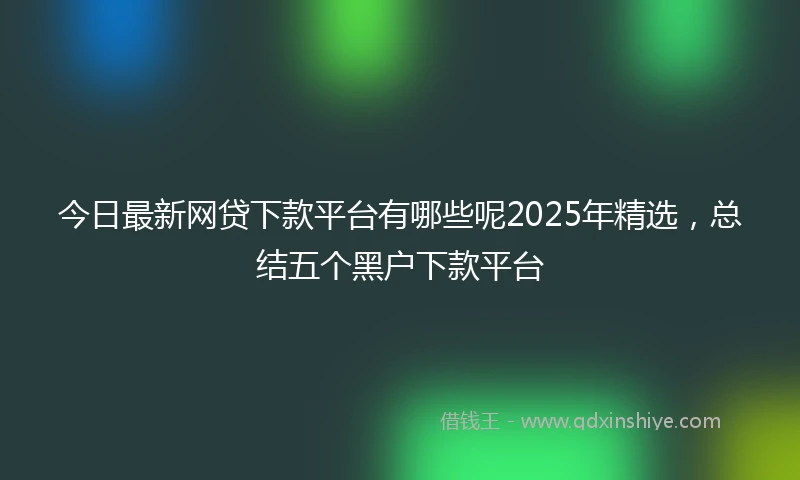 今日最新网贷下款平台有哪些呢2025年精选，总结五个黑户下款平台