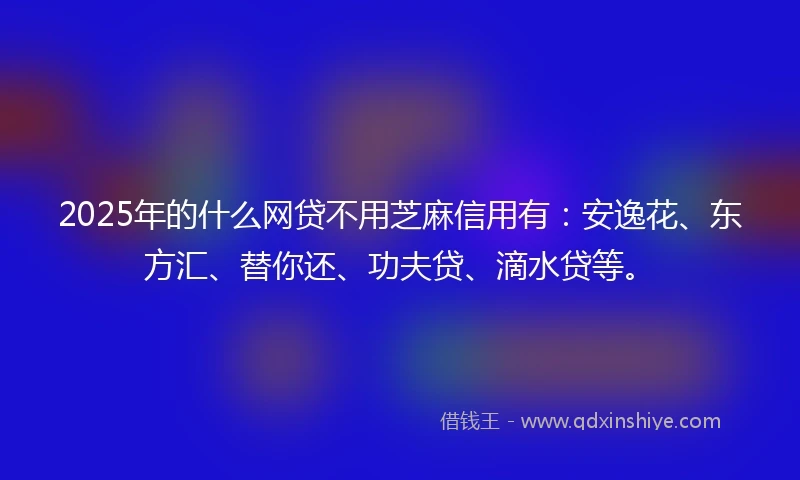 2025年的什么网贷不用芝麻信用有：安逸花、东方汇、替你还、功夫贷、滴水贷等。