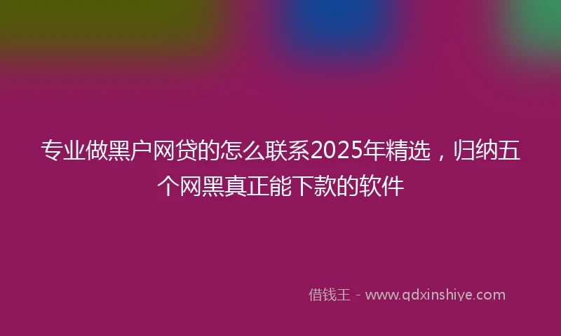 专业做黑户网贷的怎么联系2025年精选，归纳五个网黑真正能下款的软件