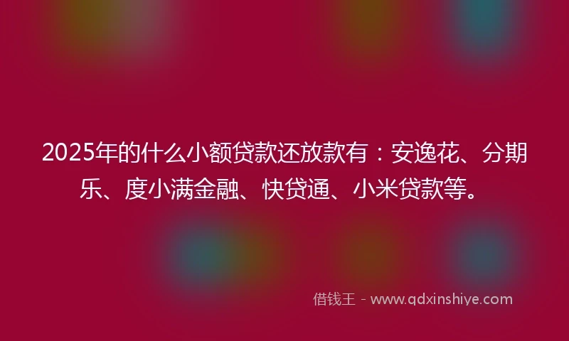 2025年的什么小额贷款还放款有：安逸花、分期乐、度小满金融、快贷通、小米贷款等。