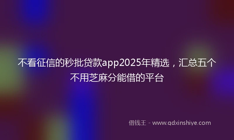 不看征信的秒批贷款app2025年精选,汇总五个不用芝麻分能借的平台