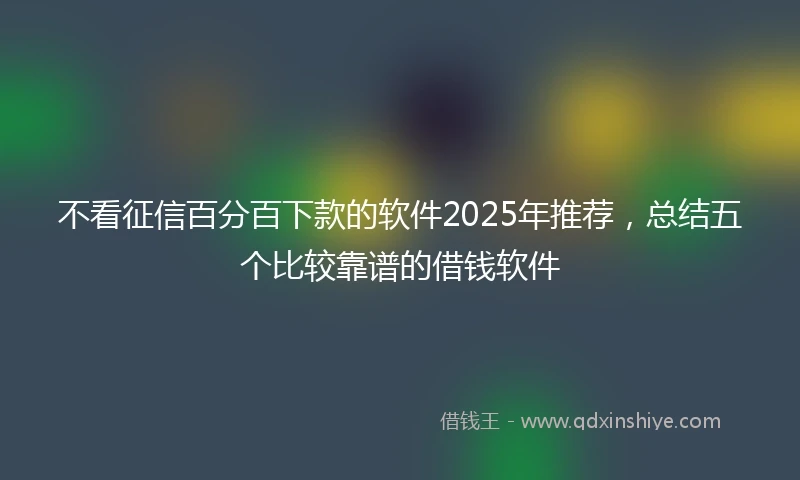 不看征信百分百下款的软件2025年推荐,总结五个比较靠谱的借钱软件