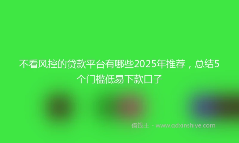 不看风控的贷款平台有哪些2025年推荐，总结5个门槛低易下款口子