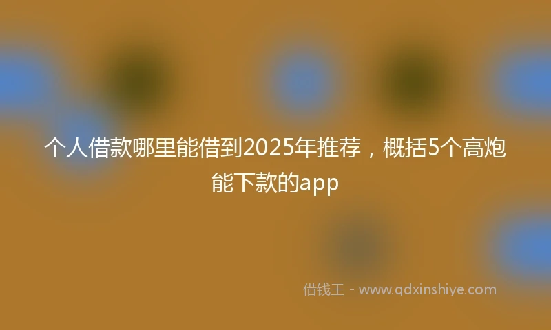 个人借款哪里能借到2025年推荐，概括5个高炮能下款的app