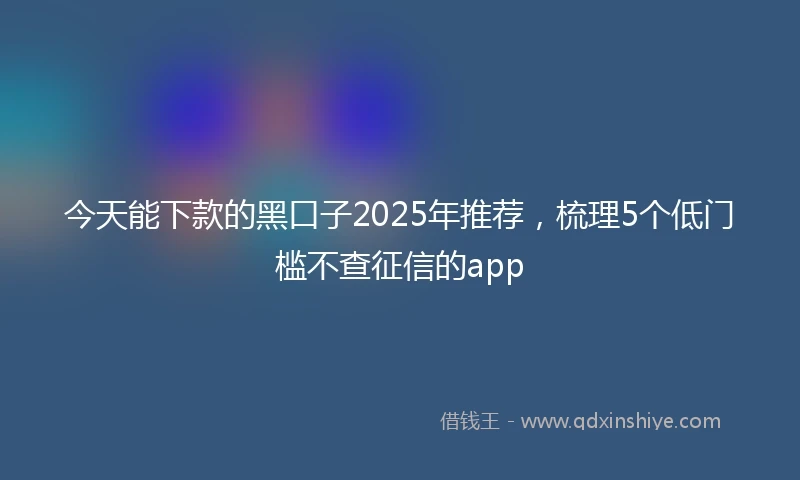今天能下款的黑口子2025年推荐,梳理5个低门槛不查征信的app