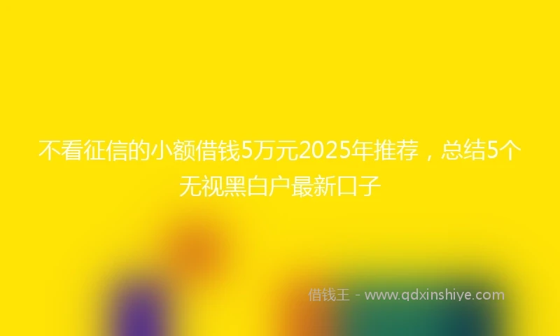 不看征信的小额借钱5万元2025年推荐，总结5个无视黑白户最新口子